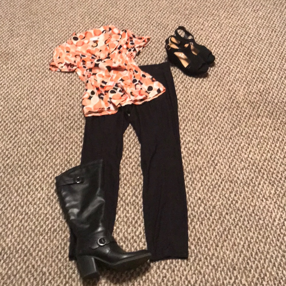 Orange and black blouse. Size small. Worthington